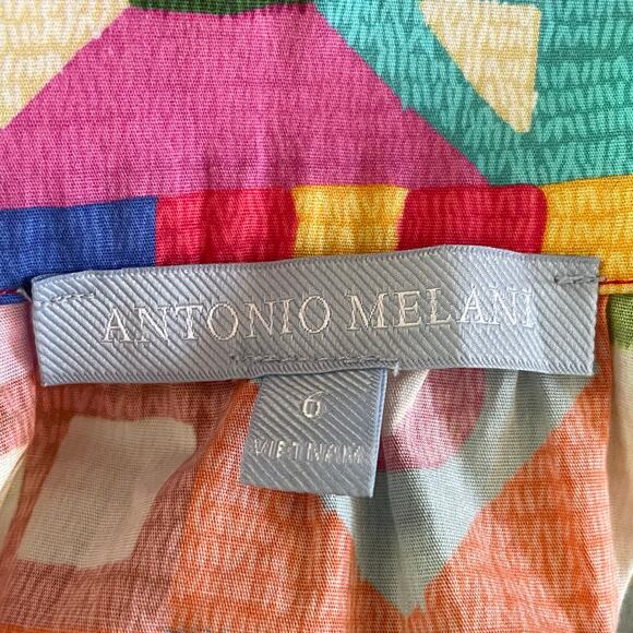 Antonio Melani Bold Multicolor Tiered Maxi Skirt Size 6 Fringed Resort Cruise - Picture 8 of 9